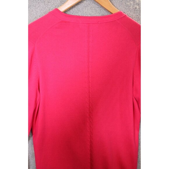 Liz Claiborne Woman's Red V-Neck Cardigan Sweater Size L Flawed - Picture 9 of 11